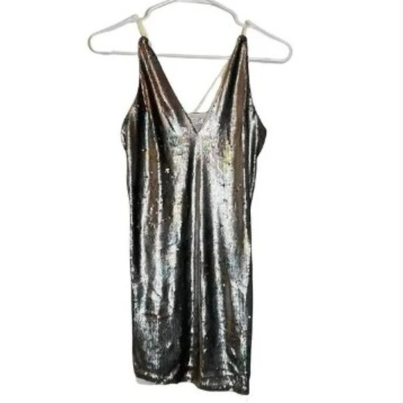 Like New! Free People Sz S Double Take Floral Printed Sequin Slip Mini Dress - Picture 9 of 10